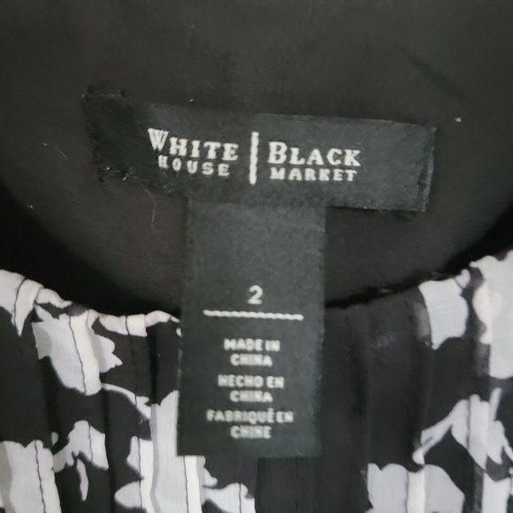 White House Black Market Summer Dress Size 2 Black and White Floral Dress - Picture 2 of 16
